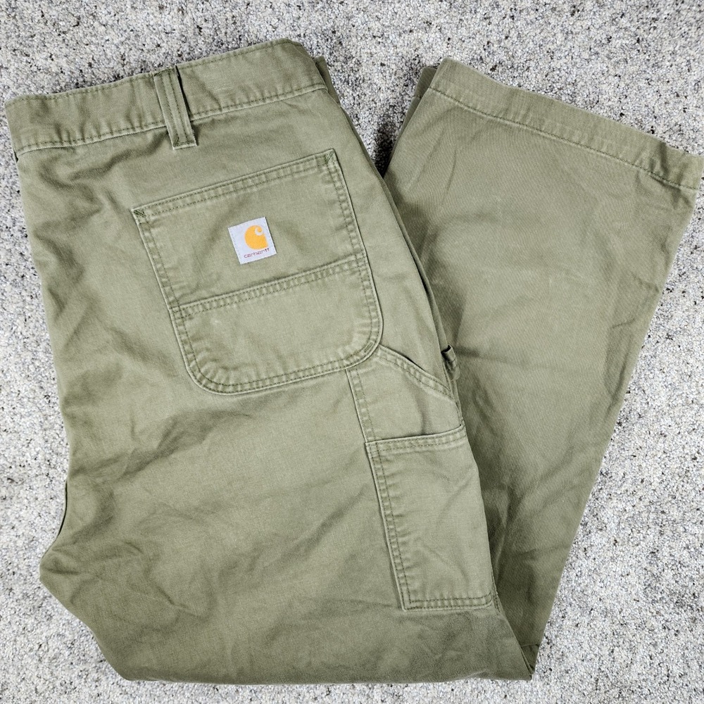 Carhartt Utility Work Pants Mens 44x30 Relaxed Fit Twill Army Green Excellent